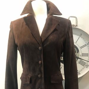 Tahari suede button down coat